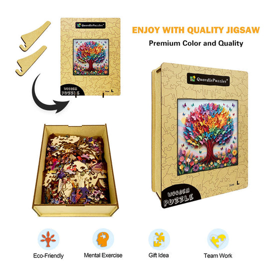 Rainbow Butterfly Tree Wooden Jigsaw Puzzle