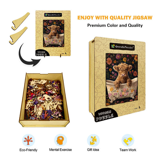 Bath Cow Wooden Jigsaw Puzzle