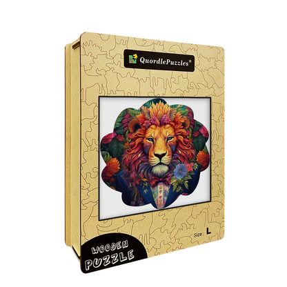 🔥LAST DAY 83% -Aesthetic Lion In Flowers Wooden Jigsaw Puzzle