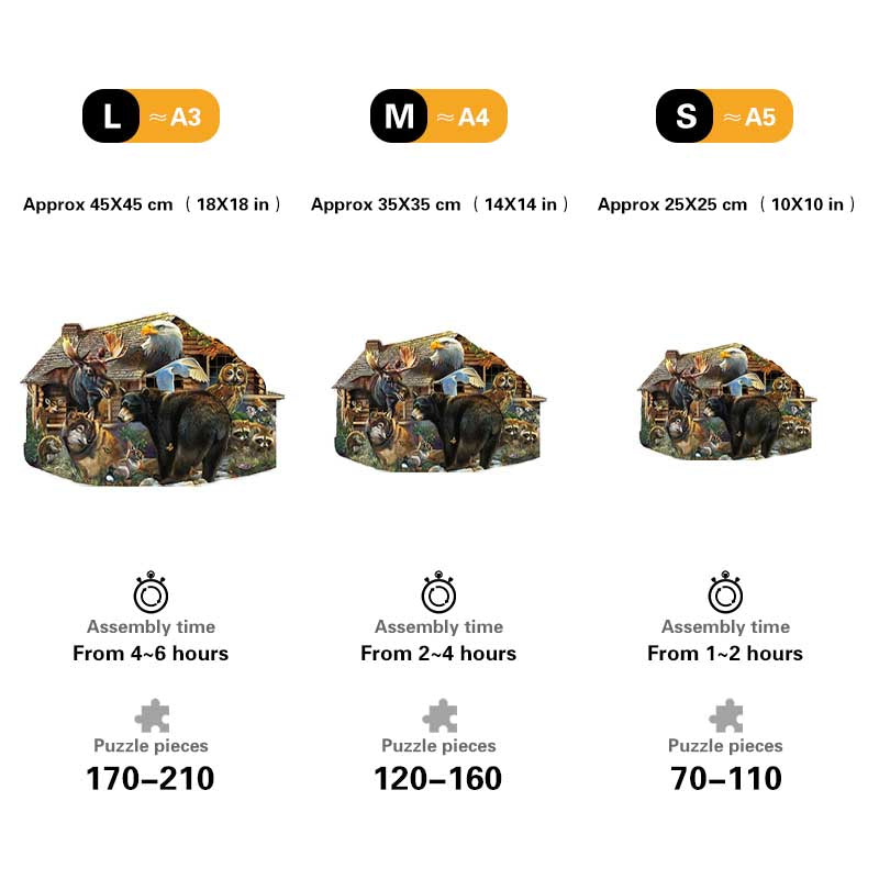 🔥LAST DAY 83% -Wildlife Cabin Wooden Jigsaw Puzzle