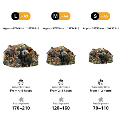 🔥LAST DAY 83% -Wildlife Cabin Wooden Jigsaw Puzzle