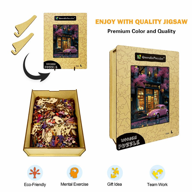 Night Bookstore Wooden Jigsaw Puzzle