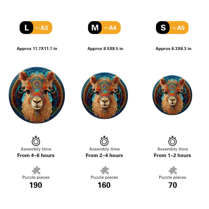 Alpaca Mandala Wooden Jigsaw Puzzle