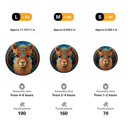 Alpaca Mandala Wooden Jigsaw Puzzle