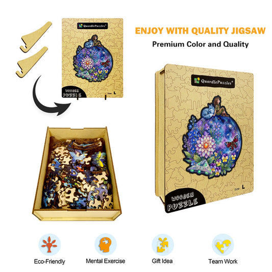 Cosmic Wildflower Dream Wooden Puzzle