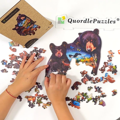 🔥LAST DAY 91% OFF-Bear Family Adventure Wooden Jigsaw Puzzle