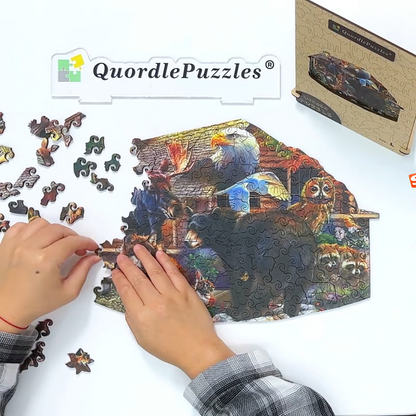 🔥LAST DAY 83% -Wildlife Cabin Wooden Jigsaw Puzzle