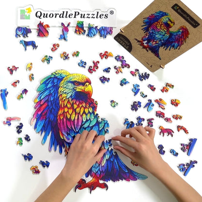 🔥LAST DAY 92% OFF-Colorful Eagle Head Poster Wooden Jigsaw Puzzle