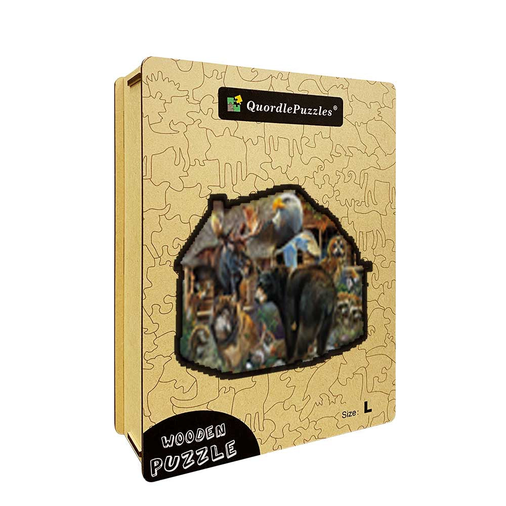 🔥LAST DAY 83% -Wildlife Cabin Wooden Jigsaw Puzzle