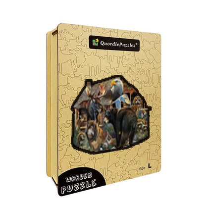 🔥LAST DAY 83% -Wildlife Cabin Wooden Jigsaw Puzzle