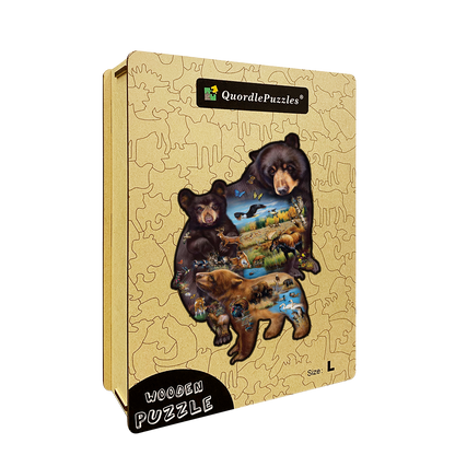 🔥LAST DAY 91% OFF-Bear Family Adventure Wooden Jigsaw Puzzle