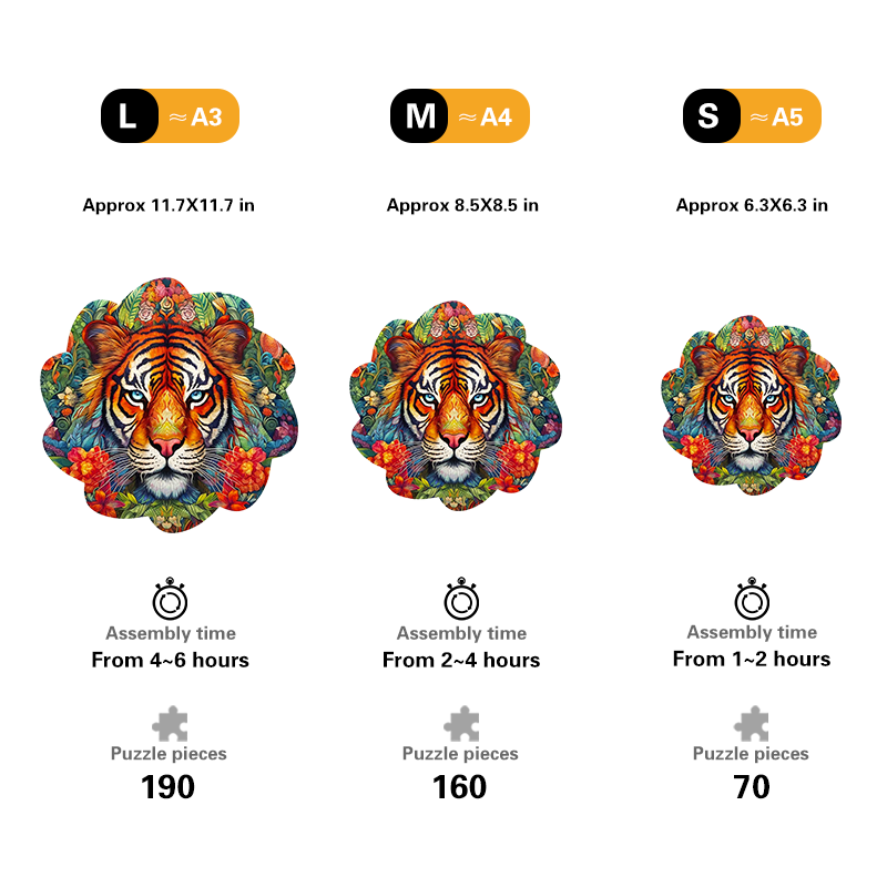 🔥LAST DAY 83% -Tiger With Flowers Wooden Jigsaw Puzzle