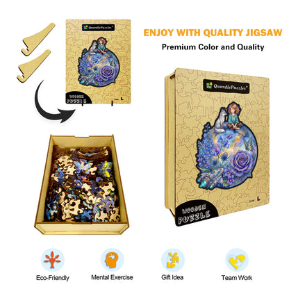 Whimsy Girl & Fox Wooden Puzzle