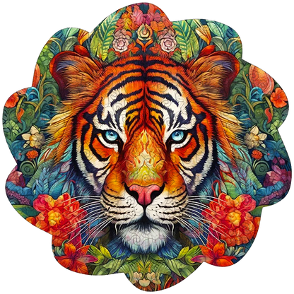 🔥LAST DAY 83% -Tiger With Flowers Wooden Jigsaw Puzzle