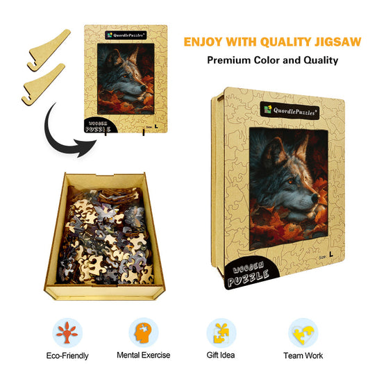 Autumn Wolf Wooden Jigsaw Puzzle