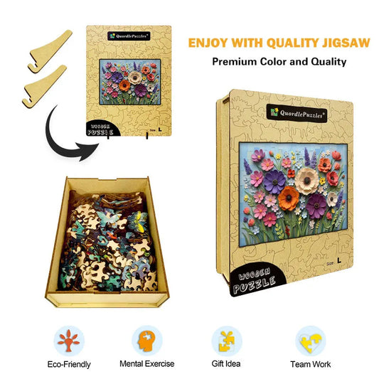 Paper-Cut Blossom Garden Wooden Jigsaw Puzzle