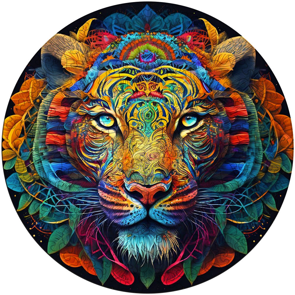 Abstract Colorful Tiger Wooden Jigsaw Puzzle