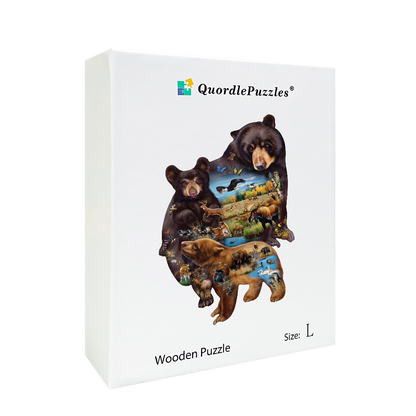 🔥LAST DAY 91% OFF-Bear Family Adventure Wooden Jigsaw Puzzle