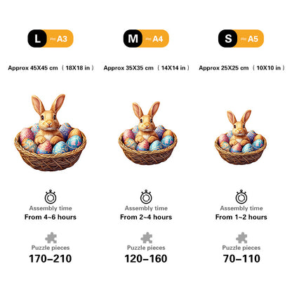 3D Bunny in Basket Wooden Jigsaw Puzzle