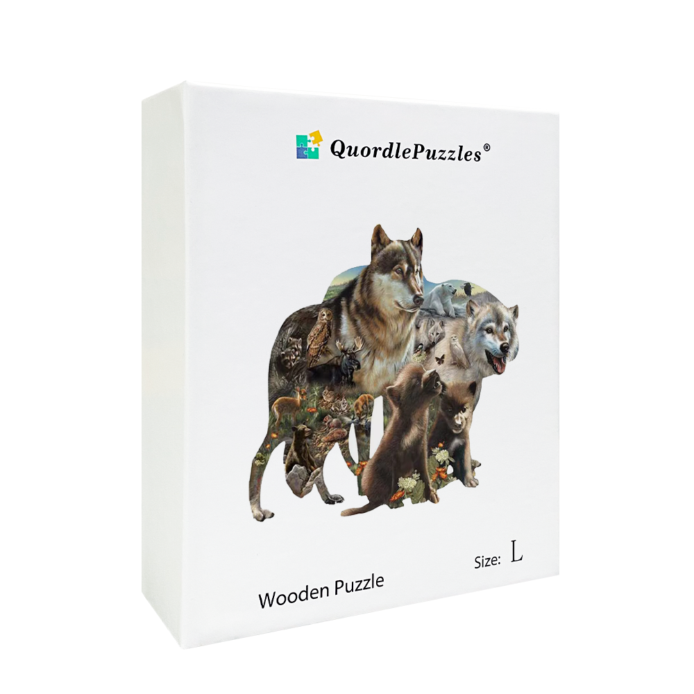 🔥LAST DAY 83% -Wolf Pack Wooden Jigsaw Puzzle