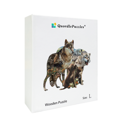🔥LAST DAY 83% -Wolf Pack Wooden Jigsaw Puzzle