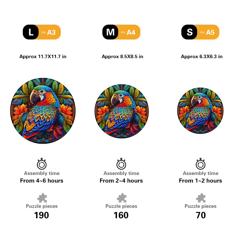 🔥LAST DAY 93% OFF-Stained Parrot Wooden Jigsaw Puzzle