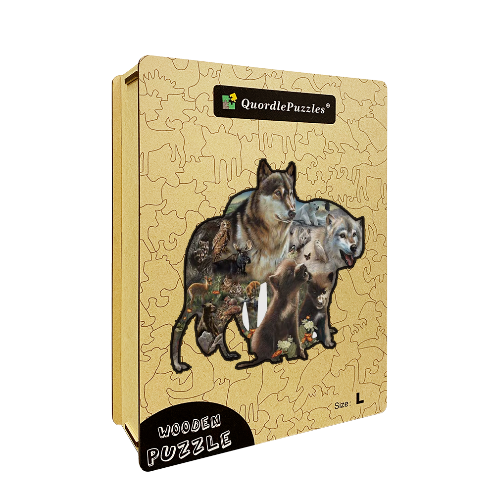 🔥LAST DAY 83% -Wolf Pack Wooden Jigsaw Puzzle