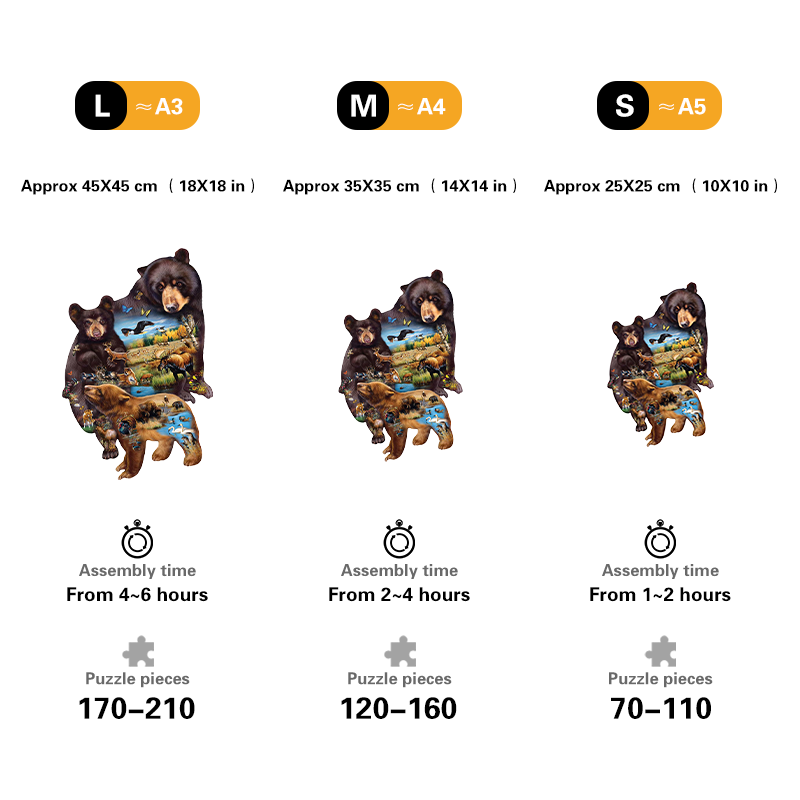 🔥LAST DAY 91% OFF-Bear Family Adventure Wooden Jigsaw Puzzle