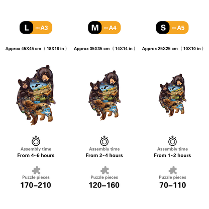 🔥LAST DAY 91% OFF-Bear Family Adventure Wooden Jigsaw Puzzle