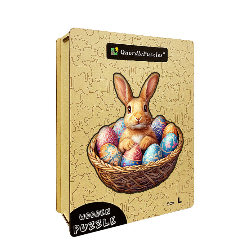 3D Bunny in Basket Wooden Jigsaw Puzzle