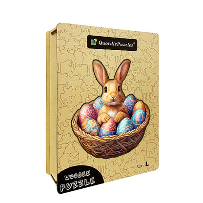 3D Bunny in Basket Wooden Jigsaw Puzzle