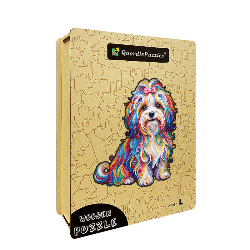 Rainbow Whimsy Puppy Wooden Puzzle