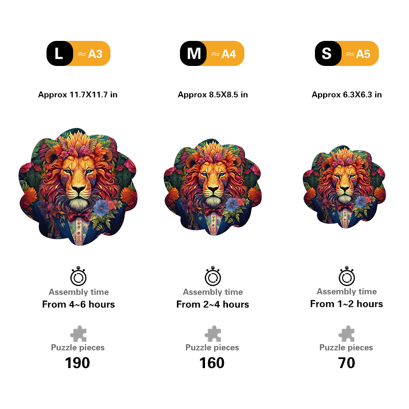 🔥LAST DAY 83% -Aesthetic Lion In Flowers Wooden Jigsaw Puzzle