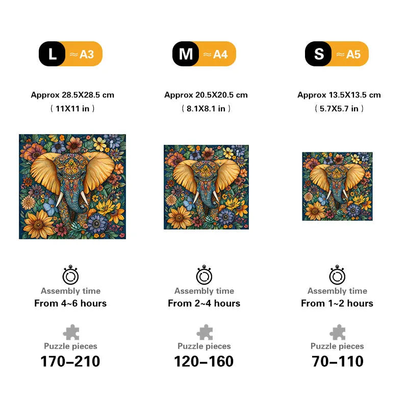 Ornate Elephant Wooden Jigsaw Puzzle