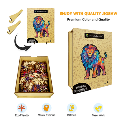 🔥LAST DAY 91% OFF-Colorful lion Wooden Jigsaw Puzzle