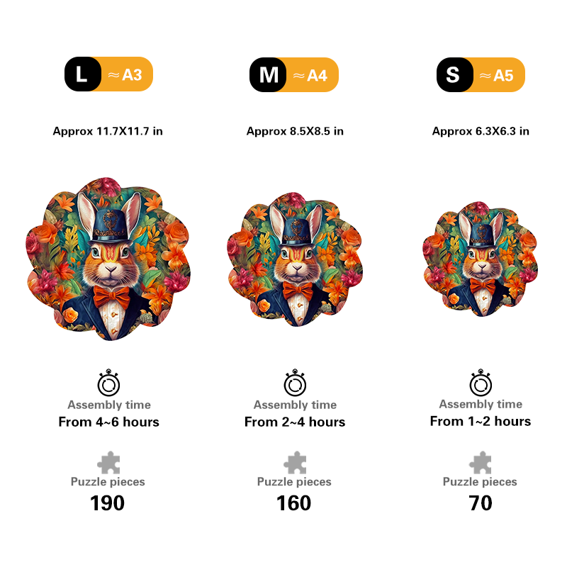 🔥LAST DAY 83% -Dapper Rabbit in Bowtie Owl Wooden Jigsaw Puzzle