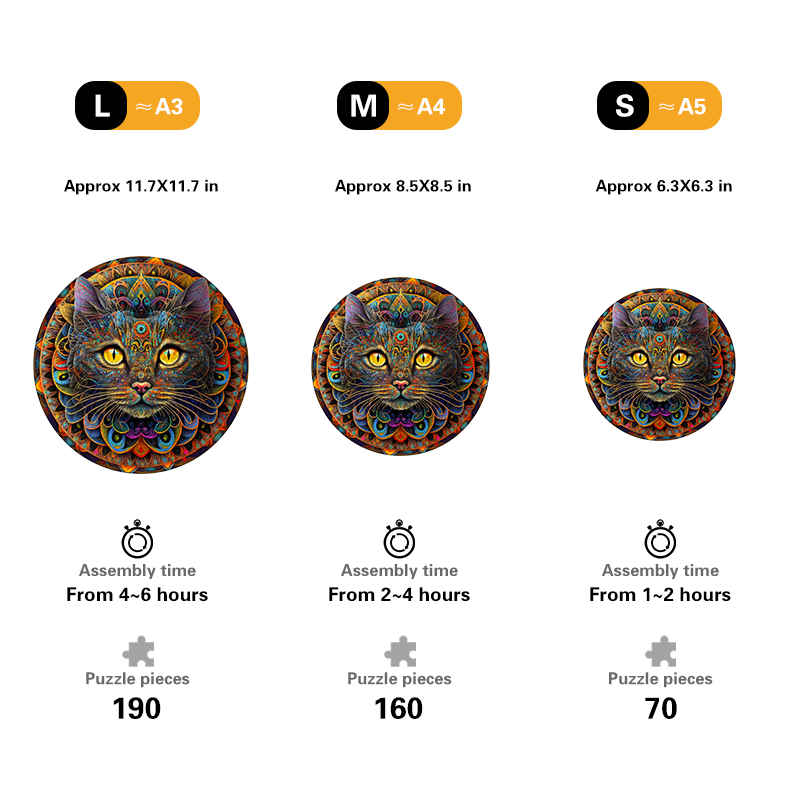 Mandala Cat Wooden Jigsaw Puzzle