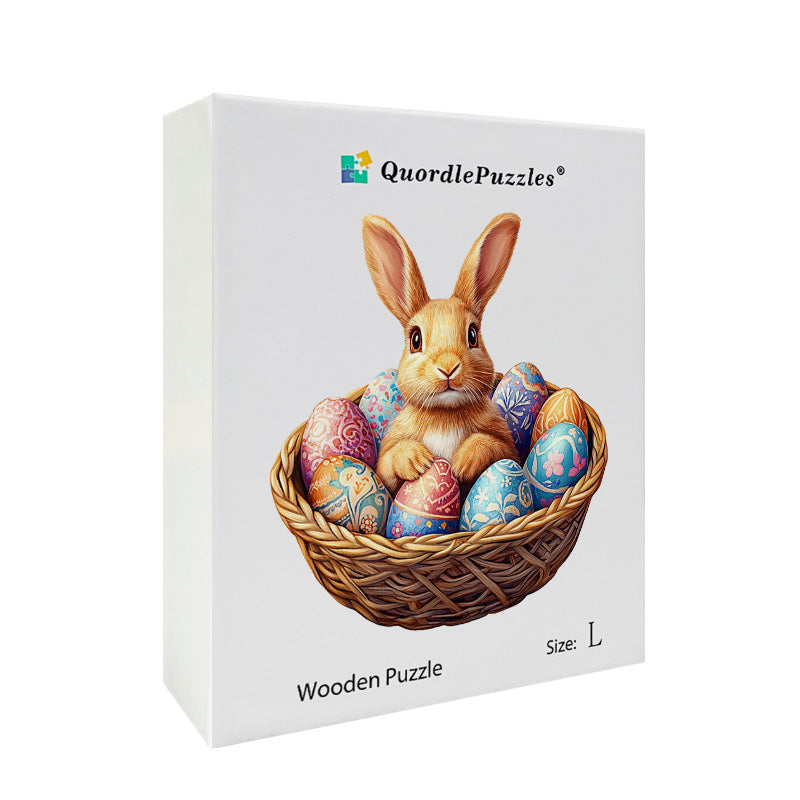 3D Bunny in Basket Wooden Jigsaw Puzzle