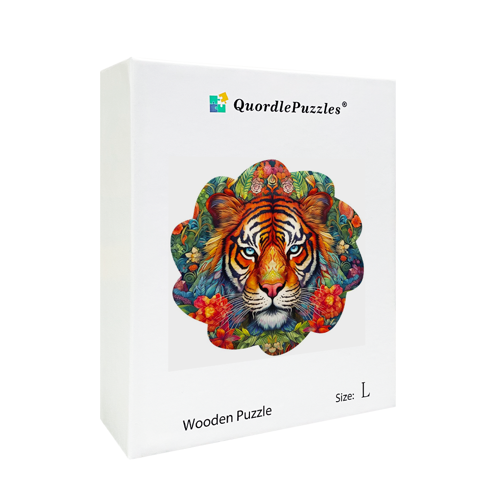 🔥LAST DAY 83% -Tiger With Flowers Wooden Jigsaw Puzzle