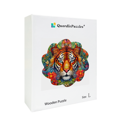 🔥LAST DAY 83% -Tiger With Flowers Wooden Jigsaw Puzzle