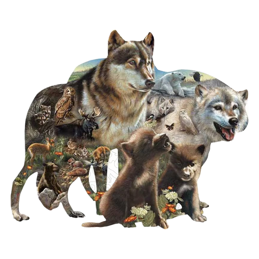 🔥LAST DAY 83% -Wolf Pack Wooden Jigsaw Puzzle