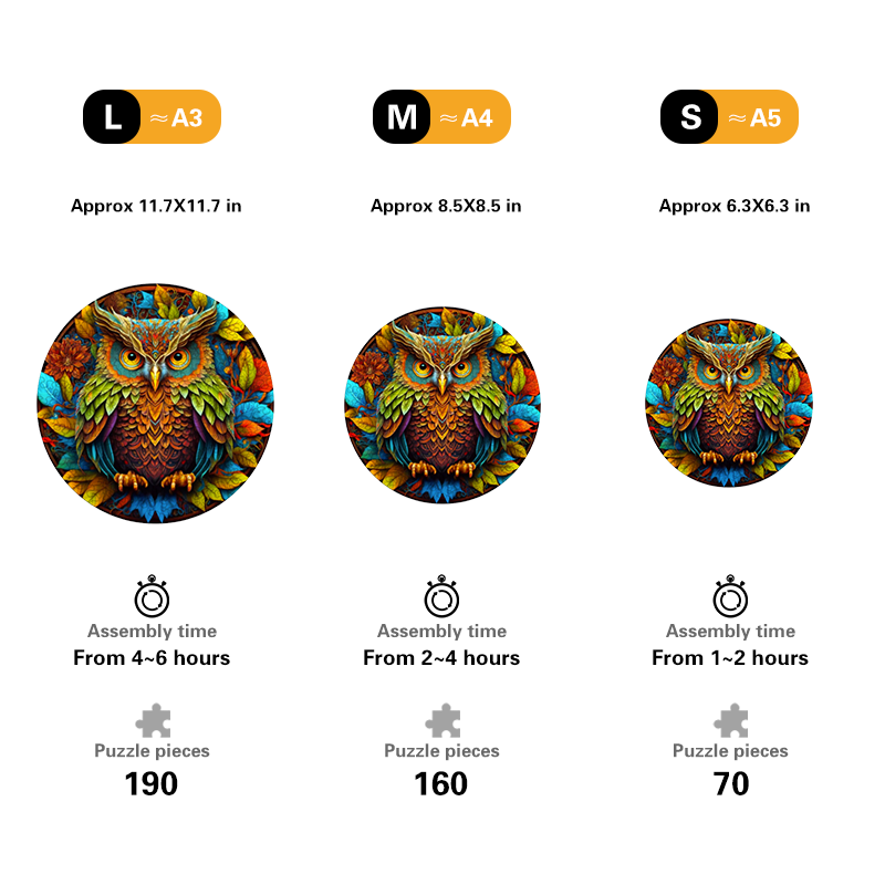 🔥LAST DAY 91% OFF-Mandala Owl Wooden Jigsaw Puzzle