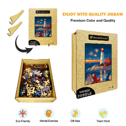 Patriotic Beach Wooden Jigsaw Puzzle