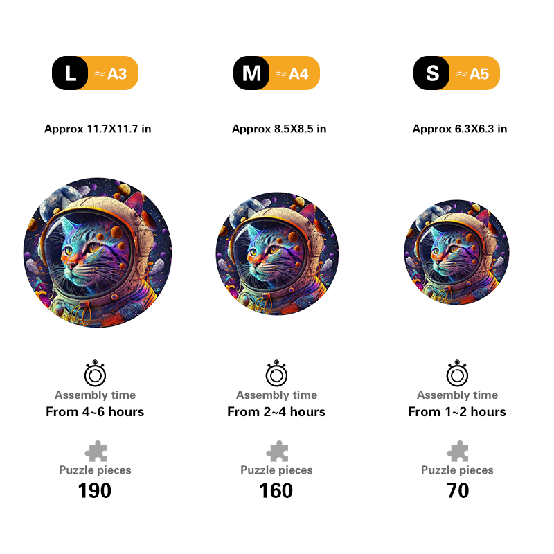 Space Cat Cute Kittens Wooden Jigsaw Puzzle