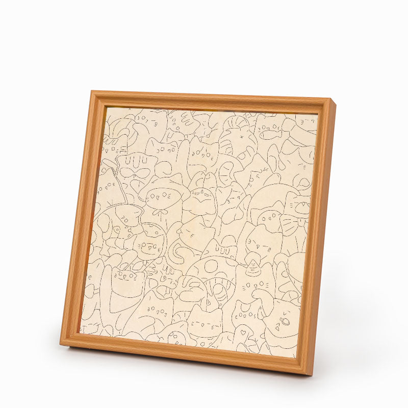 Lazy Cats - Wooden Coloring Puzzle