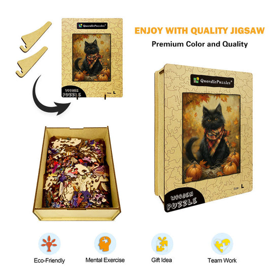 Autumn Vintage Illustration Wooden Jigsaw Puzzle
