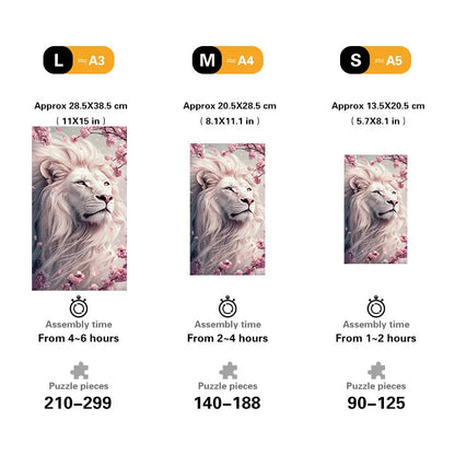 Cherry Blossom Lion Wooden Jigsaw Puzzle