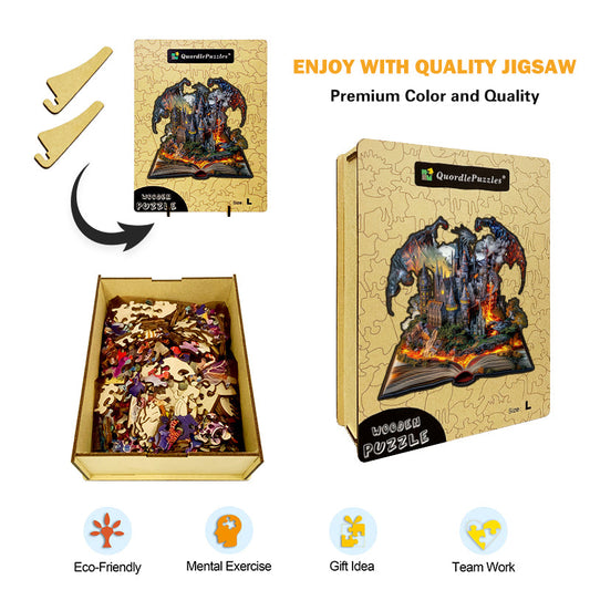 Dragon Castle in a Book Wooden Jigsaw Puzzle