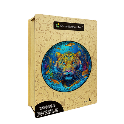 Psychedelic Tiger Wooden Jigsaw Puzzle