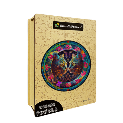 Colorful Abstract Cat Wooden Jigsaw Puzzle